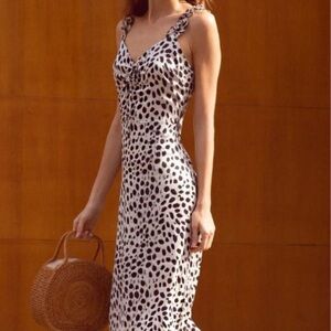 Lucy Paris Black and White Spotted Midi Dress
